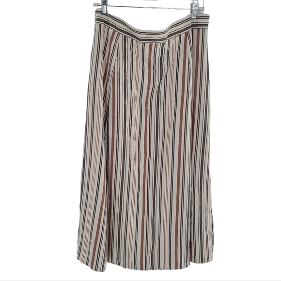 Loft Women's Size 10 A-Line Skirt White Rayon Neutral Color With Silver Stripes. - Picture 5 of 5